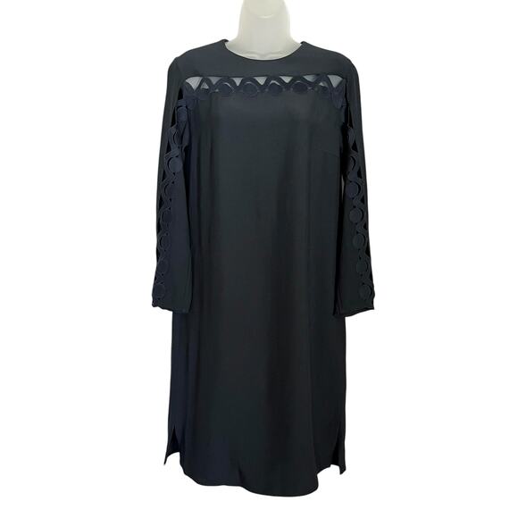 Akris Punto Navy Blue Scallop Wave Cutout Knee-Length Shift Dress - Picture 2 of 10